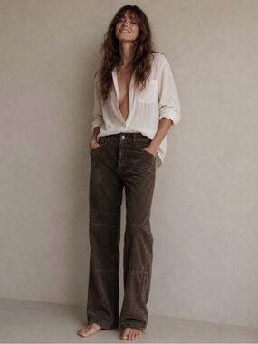 Vintage Brown Suede Lined Straight Leg Pants Real Leather M